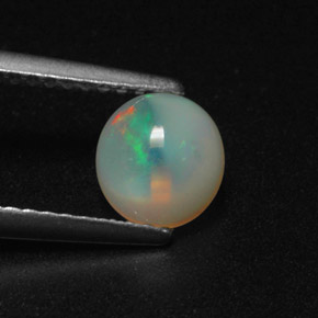 0.72캐럿 천연 멀티컬러 오팔, 투명한, 6.5×6.1 mm, 투명/반투명
