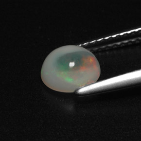 0.72캐럿 천연 멀티컬러 오팔, 투명한, 6.5×6.1 mm, 투명/반투명