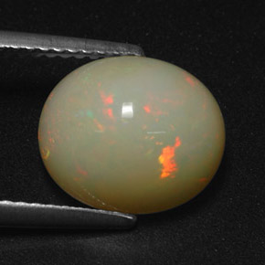 2.99캐럿 천연 멀티컬러 오팔, 타원형 컷, 11×9.6 mm, 투명한