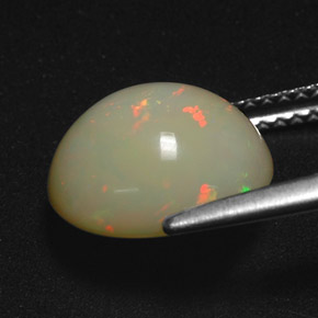 2.99캐럿 천연 멀티컬러 오팔, 타원형 컷, 11×9.6 mm, 투명한