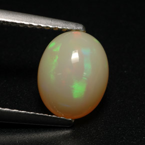 1.30캐럿 천연 멀티컬러 오팔, 타원형 컷, 8.9×7.1 mm, 투명한