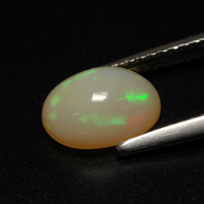 1.30캐럿 천연 멀티컬러 오팔, 타원형 컷, 8.9×7.1 mm, 투명한