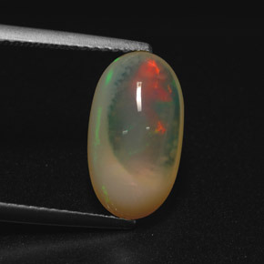 2.78캐럿 천연 멀티컬러 오팔, 타원형 컷, 13.6×7.7 mm, 투명한