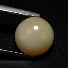 1.48캐럿 천연 멀티컬러 오팔, 라운드 컷, 7.88 mm, 투명한