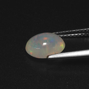 1.35캐럿 천연 멀티컬러 오팔, 타원형 컷, 9.1×7.2 mm, 투명한