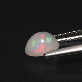 0.70캐럿 천연 멀티컬러 오팔, 타원형 컷, 6.6×5.6 mm, 투명한
