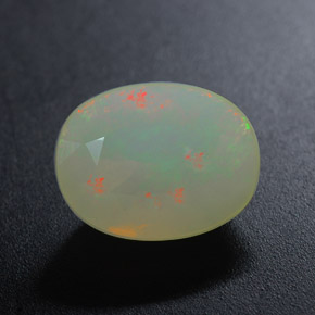 2.90캐럿 천연 멀티컬러 오팔, 타원형 컷, 12×9.3 mm, 투명한