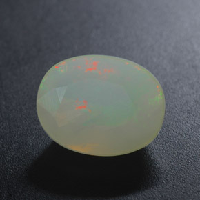 2.90캐럿 천연 멀티컬러 오팔, 타원형 컷, 12×9.3 mm, 투명한