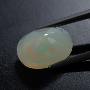 2.90캐럿 천연 멀티컬러 오팔, 타원형 컷, 12×9.3 mm, 투명한