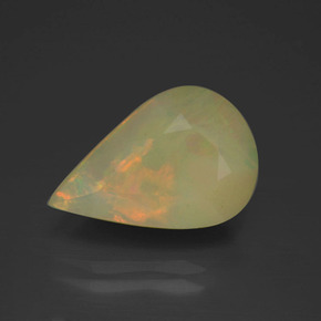 4.14캐럿 천연 멀티컬러 오팔, 배 모양, 14.8×9.8 mm, 투명한