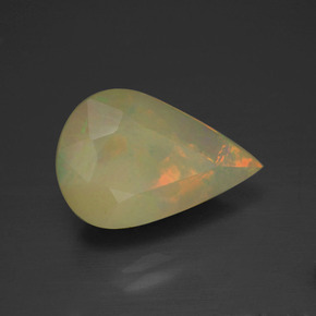 4.14캐럿 천연 멀티컬러 오팔, 배 모양, 14.8×9.8 mm, 투명한