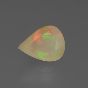 2.88캐럿 천연 멀티컬러 오팔, 배 모양, 12.5×9.5 mm, 투명한