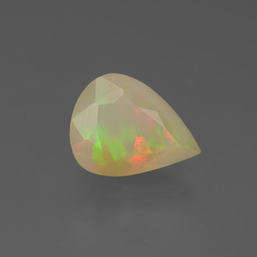 2.88캐럿 천연 멀티컬러 오팔, 배 모양, 12.5×9.5 mm, 투명한