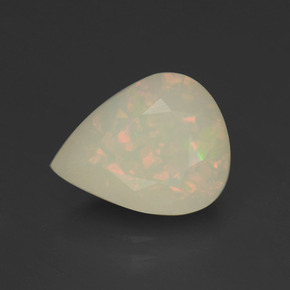 2.85캐럿 천연 멀티컬러 오팔, 배 모양, 12.4×9.8 mm, 투명한