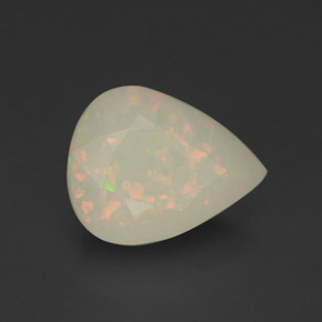 2.85캐럿 천연 멀티컬러 오팔, 배 모양, 12.4×9.8 mm, 투명한