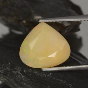 3.17캐럿 천연 멀티컬러 오팔, 배 모양, 12.4×11.2 mm, 투명한