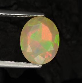 1.57캐럿 천연 멀티컬러 오팔, 타원형 컷, 10.1×8.2 mm, 투명한