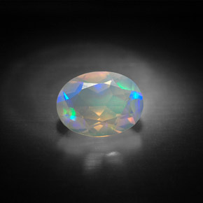 0.92캐럿 천연 멀티컬러 오팔, 투명한, 8.2×6.1 mm, 투명/반투명