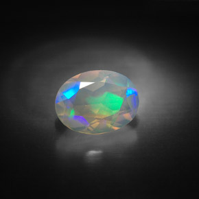 0.92캐럿 천연 멀티컬러 오팔, 투명한, 8.2×6.1 mm, 투명/반투명