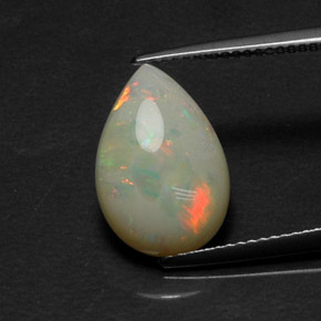 4.17캐럿 천연 멀티컬러 오팔, 투명한, 15.3×10.3 mm, 투명/반투명