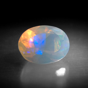 0.91캐럿 천연 멀티컬러 오팔, 투명한, 8.2×6.1 mm, 투명/반투명