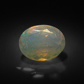 1.35캐럿 천연 멀티컬러 오팔, 투명한, 9.4×7.3 mm, 투명/반투명
