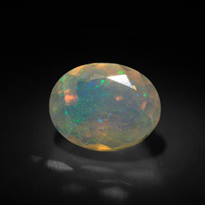 1.35캐럿 천연 멀티컬러 오팔, 투명한, 9.4×7.3 mm, 투명/반투명