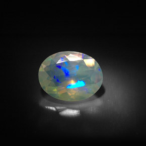 1.20캐럿 천연 멀티컬러 오팔, 투명한, 9.8×7.7 mm, 투명/반투명