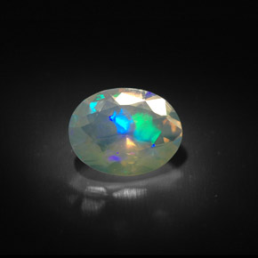 1.20캐럿 천연 멀티컬러 오팔, 투명한, 9.8×7.7 mm, 투명/반투명