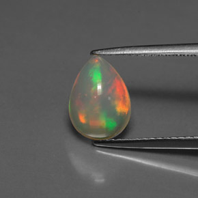 1.40캐럿 천연 멀티컬러 오팔, 투명한, 10×7.4 mm, 투명/반투명