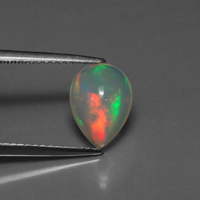 1.40캐럿 천연 멀티컬러 오팔, 투명한, 10×7.4 mm, 투명/반투명