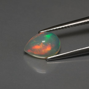 1.40캐럿 천연 멀티컬러 오팔, 투명한, 10×7.4 mm, 투명/반투명