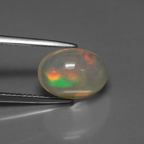 2.53캐럿 천연 멀티컬러 오팔, 투명한, 11.6×8.3 mm, 투명/반투명