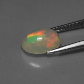 2.53캐럿 천연 멀티컬러 오팔, 투명한, 11.6×8.3 mm, 투명/반투명