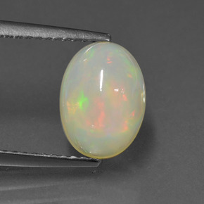 1.77캐럿 천연 멀티컬러 오팔, 타원형 컷, 10.1×7.5 mm, 투명한