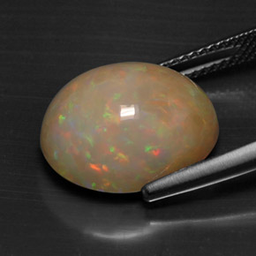 7.28캐럿 천연 멀티컬러 오팔, 타원형 컷, 15.2×12.2 mm, 불투명체
