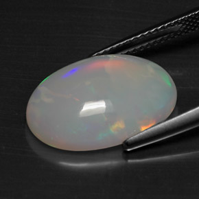 5.49캐럿 천연 멀티컬러 오팔, 타원형 컷, 17.7×12.5 mm, 불투명체