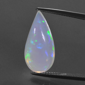 7.29캐럿 천연 멀티컬러 오팔, 배 모양, 21.5×10.4 mm, 투명한