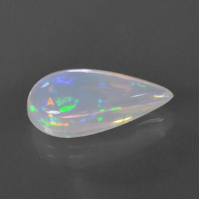 7.29캐럿 천연 멀티컬러 오팔, 배 모양, 21.5×10.4 mm, 투명한