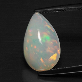 3.87캐럿 천연 멀티컬러 오팔, 배 모양, 15.9×10 mm, 투명한