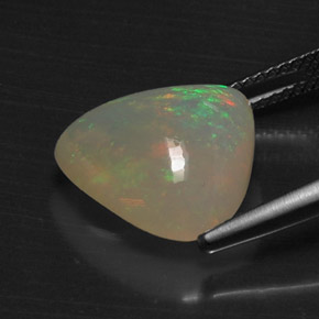 6.17캐럿 천연 멀티컬러 오팔, 투명한, 13.5×13.5 mm, 투명/반투명