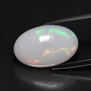 5.49캐럿 천연 멀티컬러 오팔, 타원형 컷, 17.2×11.1 mm, 불투명체