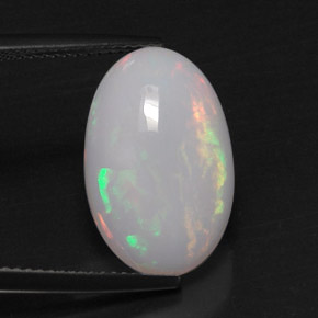 5.49캐럿 천연 멀티컬러 오팔, 타원형 컷, 17.2×11.1 mm, 불투명체