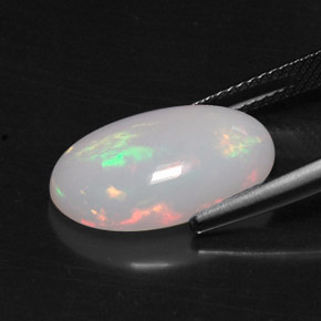 5.49캐럿 천연 멀티컬러 오팔, 타원형 컷, 17.2×11.1 mm, 불투명체