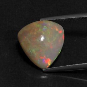 4.22캐럿 천연 멀티컬러 오팔, 트릴리언, 13.1×12.6 mm, 불투명체