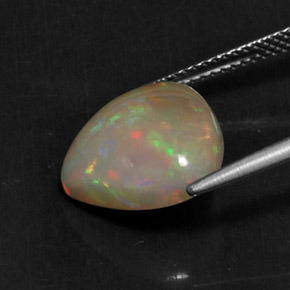 4.22캐럿 천연 멀티컬러 오팔, 트릴리언, 13.1×12.6 mm, 불투명체