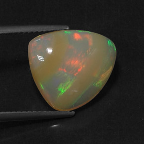 5.22캐럿 천연 멀티컬러 오팔, 투명한, 14.3×13.2 mm, 투명/반투명