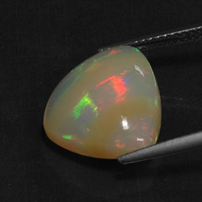 5.22캐럿 천연 멀티컬러 오팔, 투명한, 14.3×13.2 mm, 투명/반투명