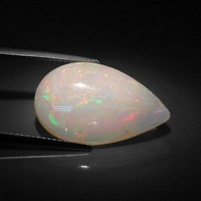 7.38캐럿 천연 멀티컬러 오팔, 배 모양, 22×13.5 mm, 불투명체