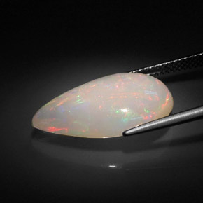 7.38캐럿 천연 멀티컬러 오팔, 배 모양, 22×13.5 mm, 불투명체